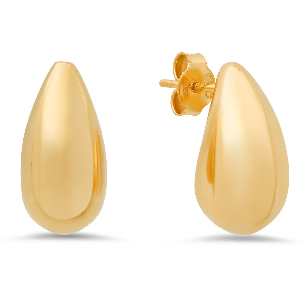 Silver 925 Gold Plated Rain Drop Stud Earring