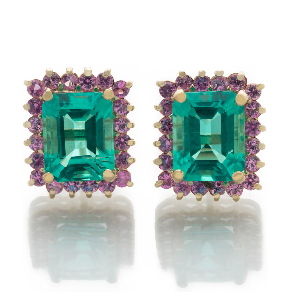 EMERALD HALO STUD EARRING